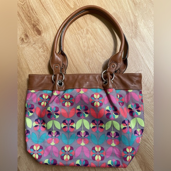 Lily Bloom colorful flower shoulder bag floral purse pink blue green - Picture 2 of 8